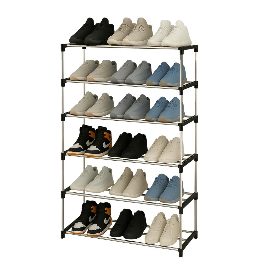 TEMU Scarpiera Impilabile 6 o 4 Ripiani �� Porta Scarpe Salvaspazio in metallo 60x30x90cm o 60�30�55cm con Giunti , Scaffale Per Scarpe 6 ripiani