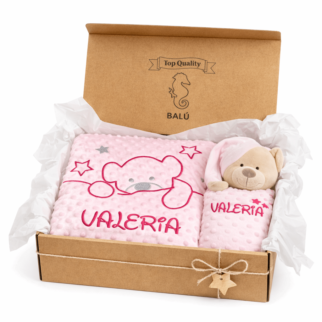 TEMU Set Regalo Bebé Personalizado – + Doudou Osito con Bordado | Recién Nacido | Regalo Original