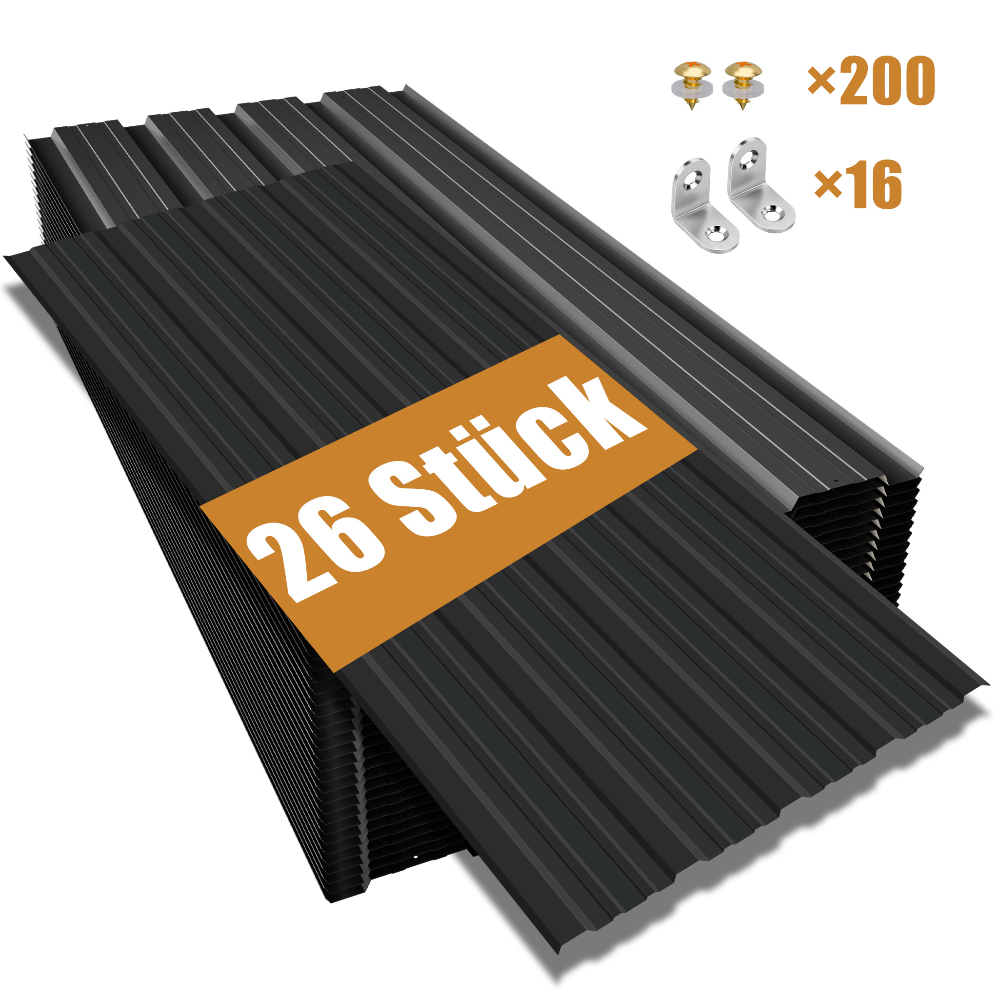 Image of 26pcs Of Profile Sheet Trapezoidal Sheet, Galvanized Corrugated Metal Sheets For Roof ² Metal Roof For Carport, Tool Shed, Temporary And Removable