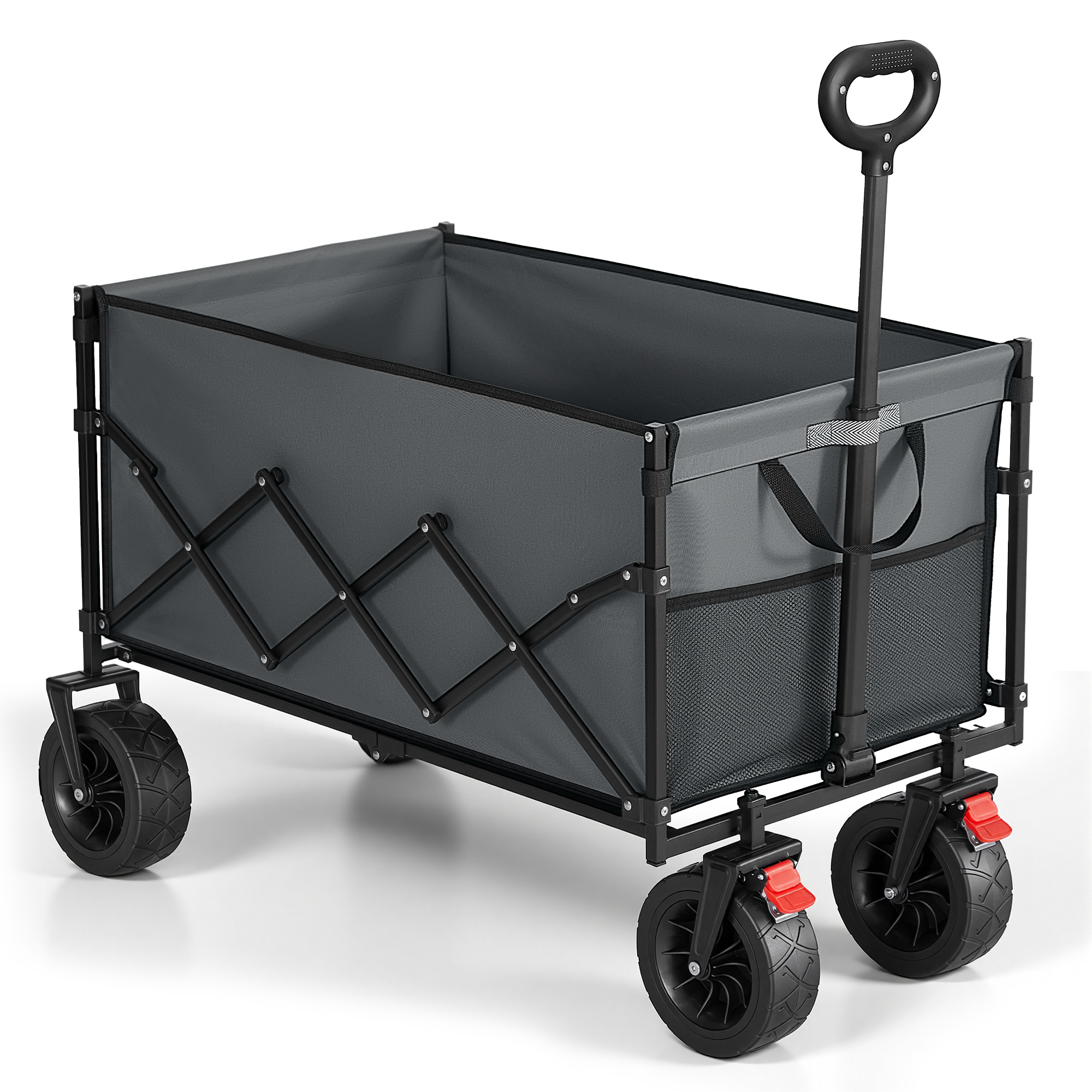 chariot pliable,     200l, chariot de jardin avec poignée, extérieur, charge 180 kg, 91x55x98cm