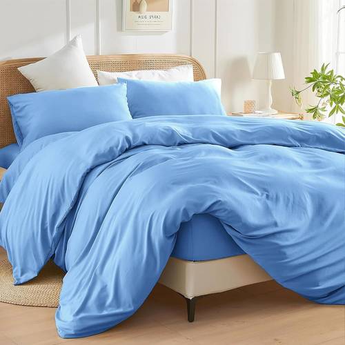 3 piece plain solid color 200tc duvet cover set breathable bedding with pillowcases lightweight machine washable for everyday use for single super king bed