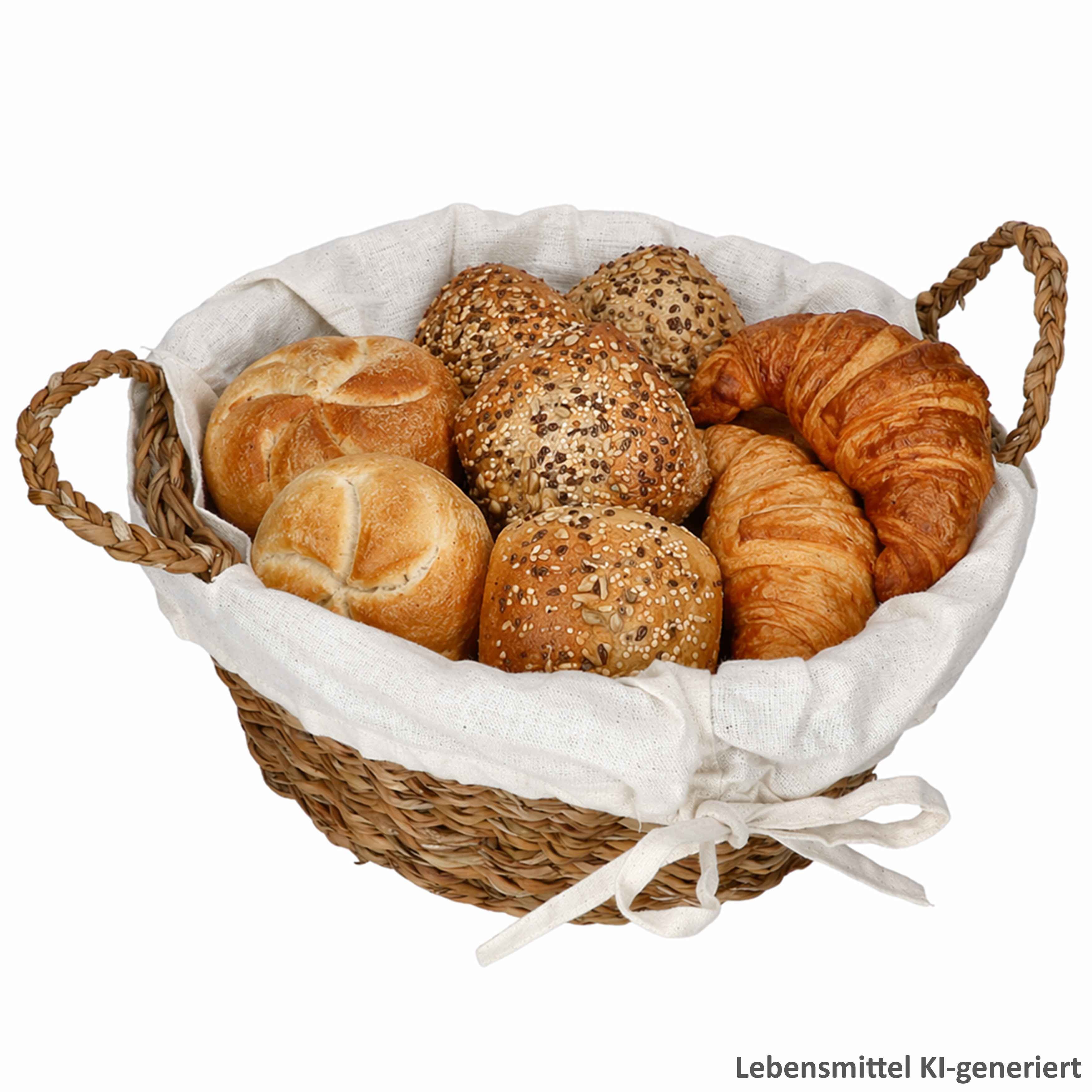 Round Bread Basket With Cover & Handles, Water Hyacinth Bath Roll Presentation