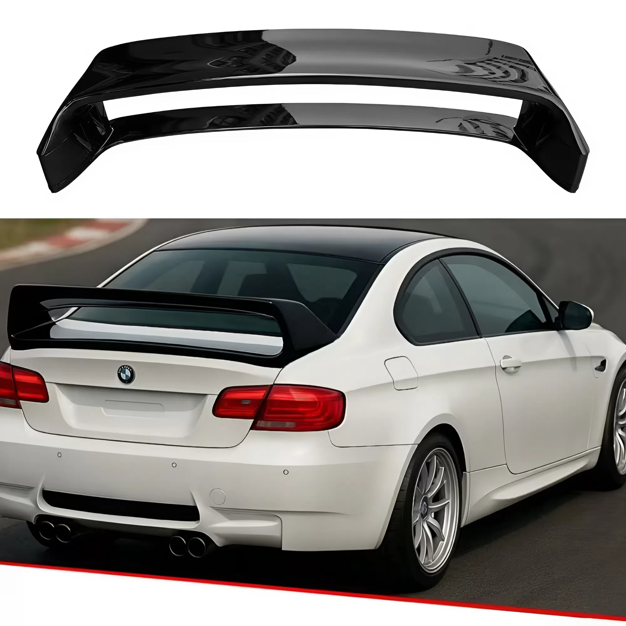 For E92 Coupe 2006-2010 Double Layer Rear Spoiler Abs Plastic Aerodynamic Trunk Wing