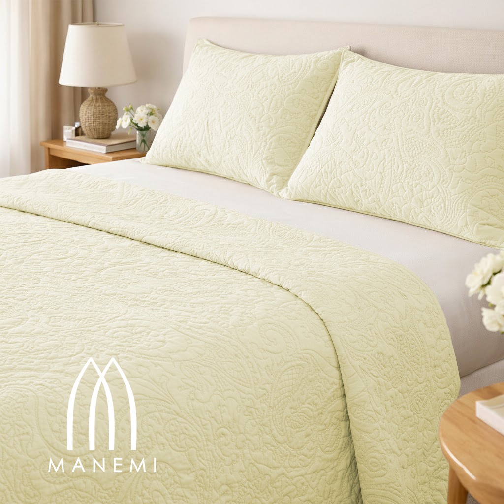 TEMU MANEMI - Colcha para verano y - Colcha para cama inluye 1 o 2 de cojin ，Colcha cubre cama 100% poliester, y transpirable. El diseño de la de