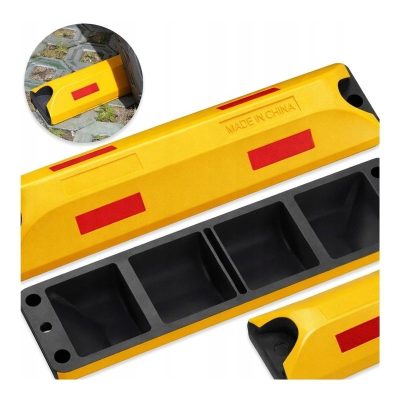 Parking Bumper Stopper 56cm Rubber Separator Car Barrier Yellow Black With Reflectors For Garage Parking Ramp Wheel Lock Auto Mount On Screws Durable Safety Element