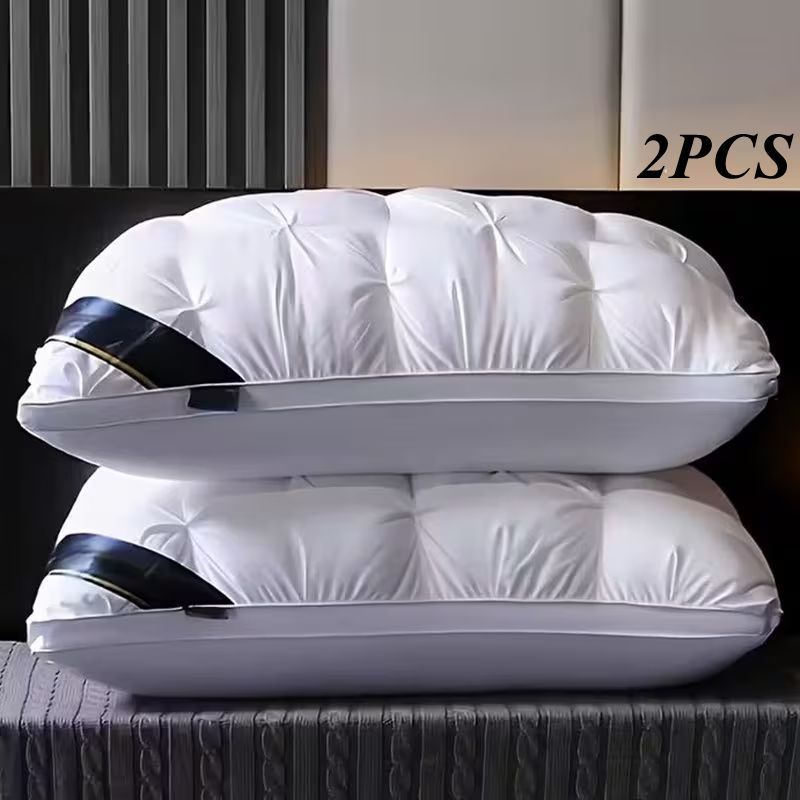 item picture Set of 2 Pillows Designed for Sleep, Neck Support Pillow Cores, Luxurious Sleeping Pillows, Offering Balanced Support Ideal for Side, Back, And Stomach Sleepers. Part of a Hotel Collection, They Come in Vacuum-Sealed Packaging, Perfect for Home And Hotel Use-1480g