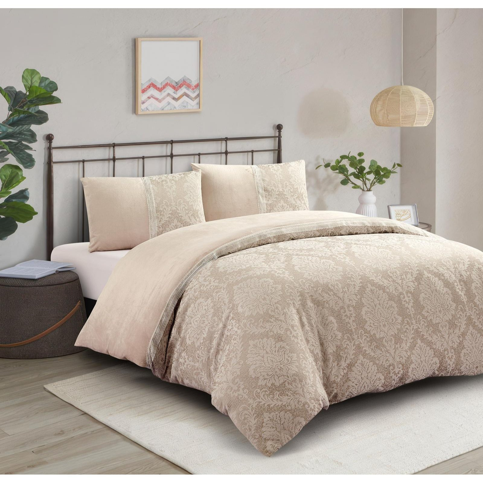 TEMU 3pcs Luxury European-style Velvet Jacquard Charm Quilt Cover Set, Soft Comfortable Elegant Floral Pattern Duvet Cover, Machine Washable, High