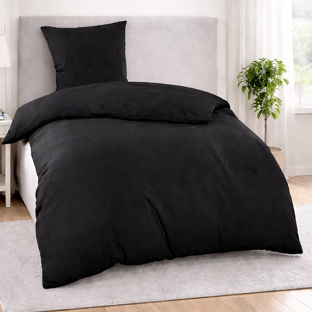 TEMU Seersucker Bedding 135x200 155x220 200x200 Microfiber Bed Sheet Set, Crepe Bedding, 1 Bed Sheet 200x200 Cm + 2 Pillowcases 80x80 Cm, For Single