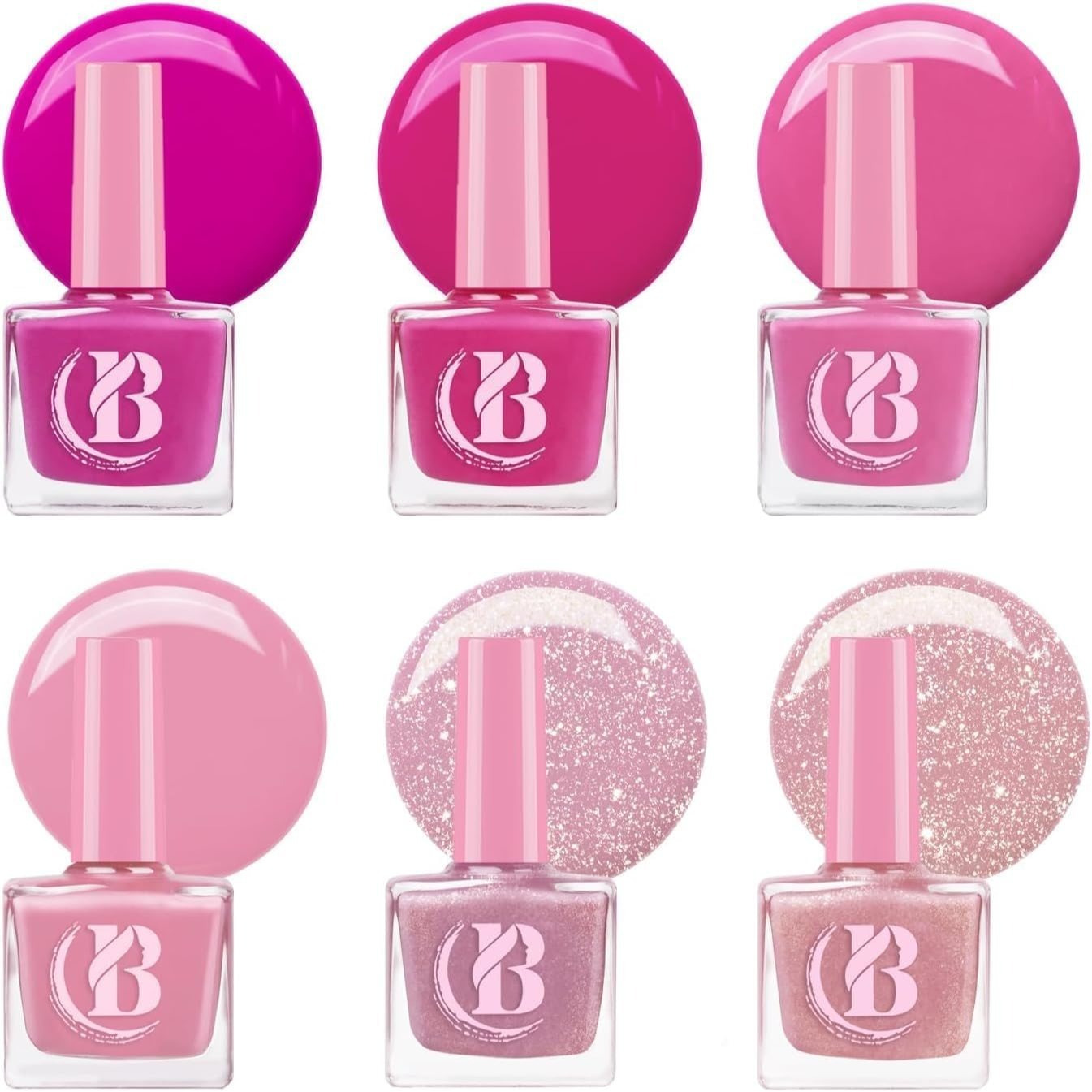 TEMU Nail Polish Set Pink Pastel 6pcs Quick-dry Long-lasting Gift Set 10 Ml