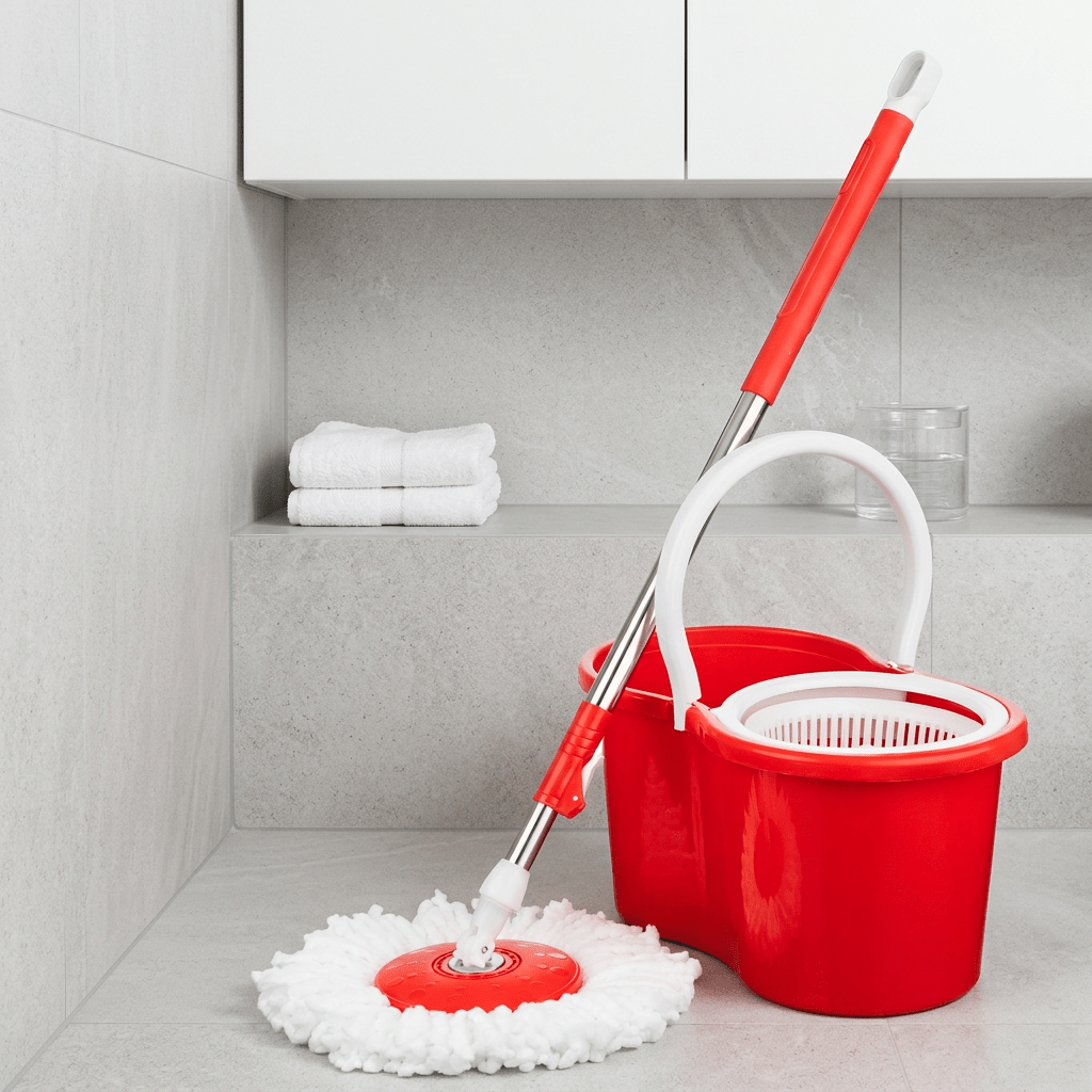TEMU Mop And Bucket Set With Wringer, Easy Wring Floor Cleaning Mop With 2 Reusable Microfiber Head For Household Living Room Bedroom Bathroom Toilet