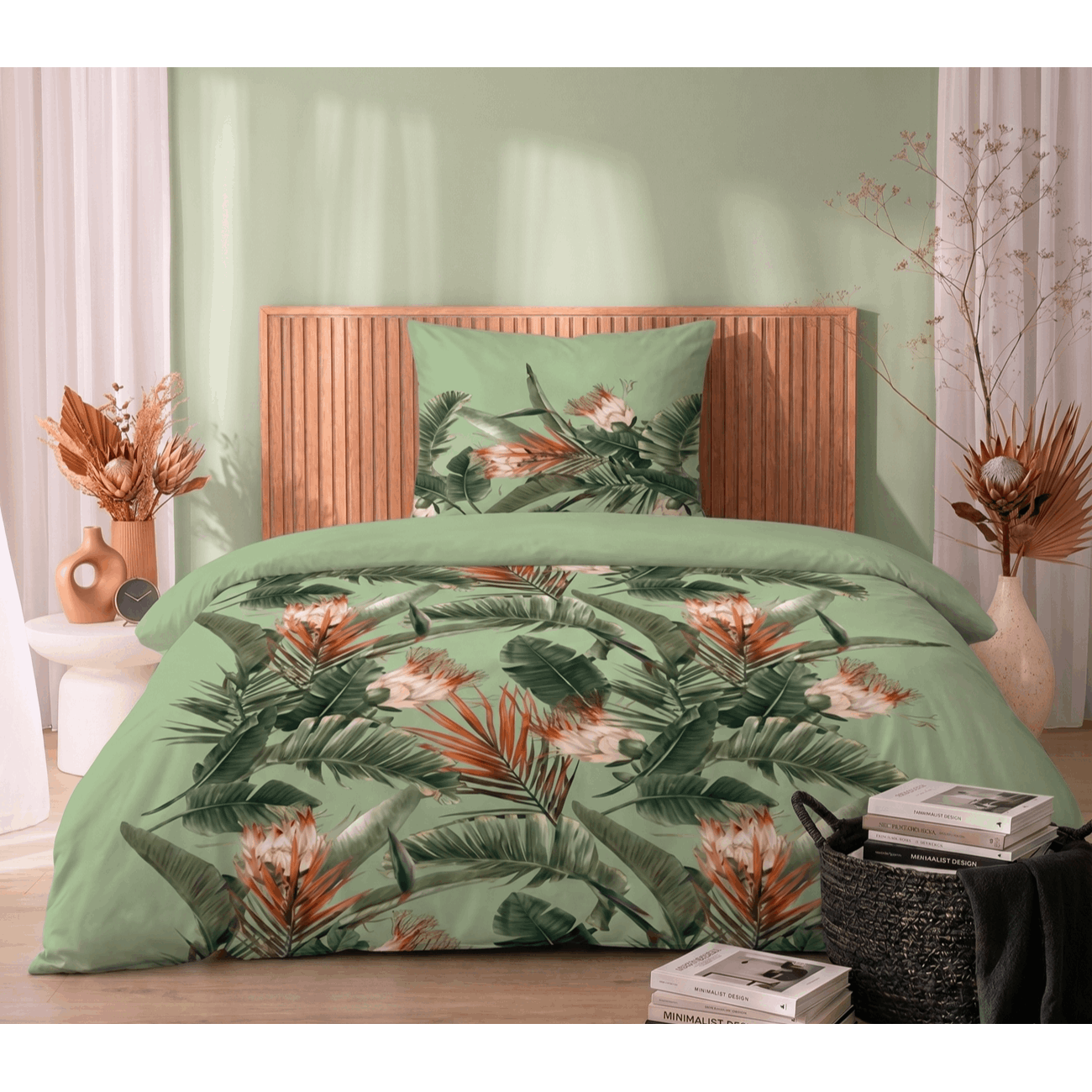 Image of - - Brand Bed Linen Castellreinforced Bed Linen 0040757 Fir Palm Leaves