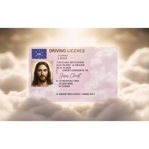 jesuss driving licence fun novelty gift keepsake plastic card