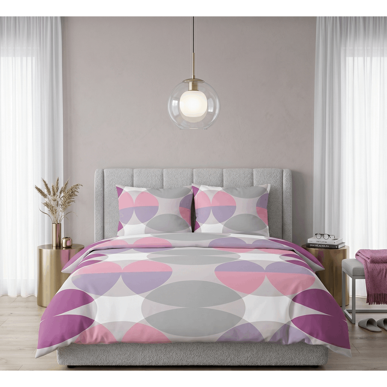 - - Branded Bed Linen Castellreinforced Bed Linen 0400906 Blueberry Circlemix