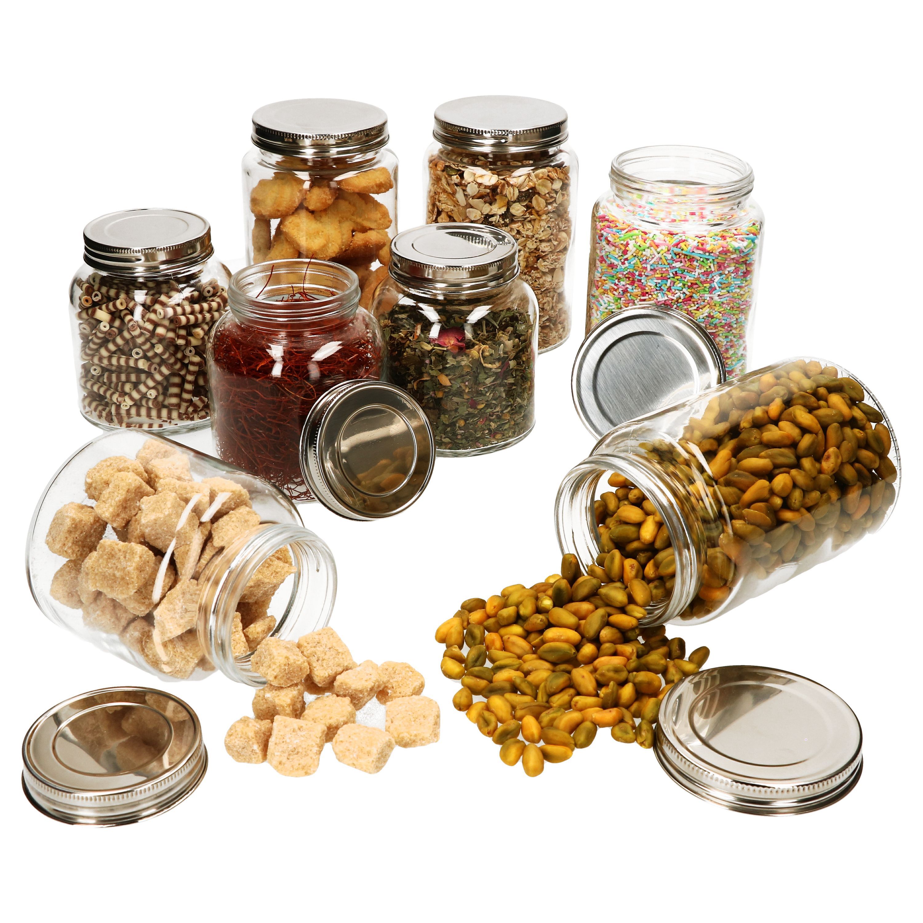 Image of Doria 8-piece Storage Jar Set, 4x 520ml + 4x 320ml