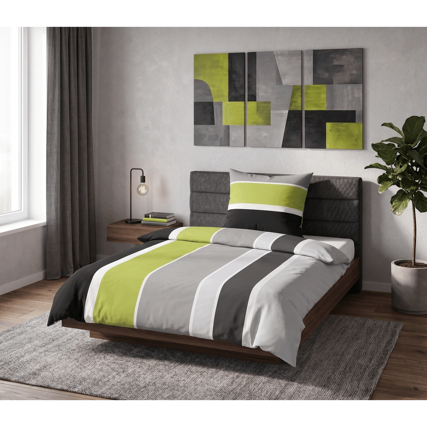 Image of - - Branded Bed Linenreinforced Bed Linen 0040562 Pistachio Green Long Stripes