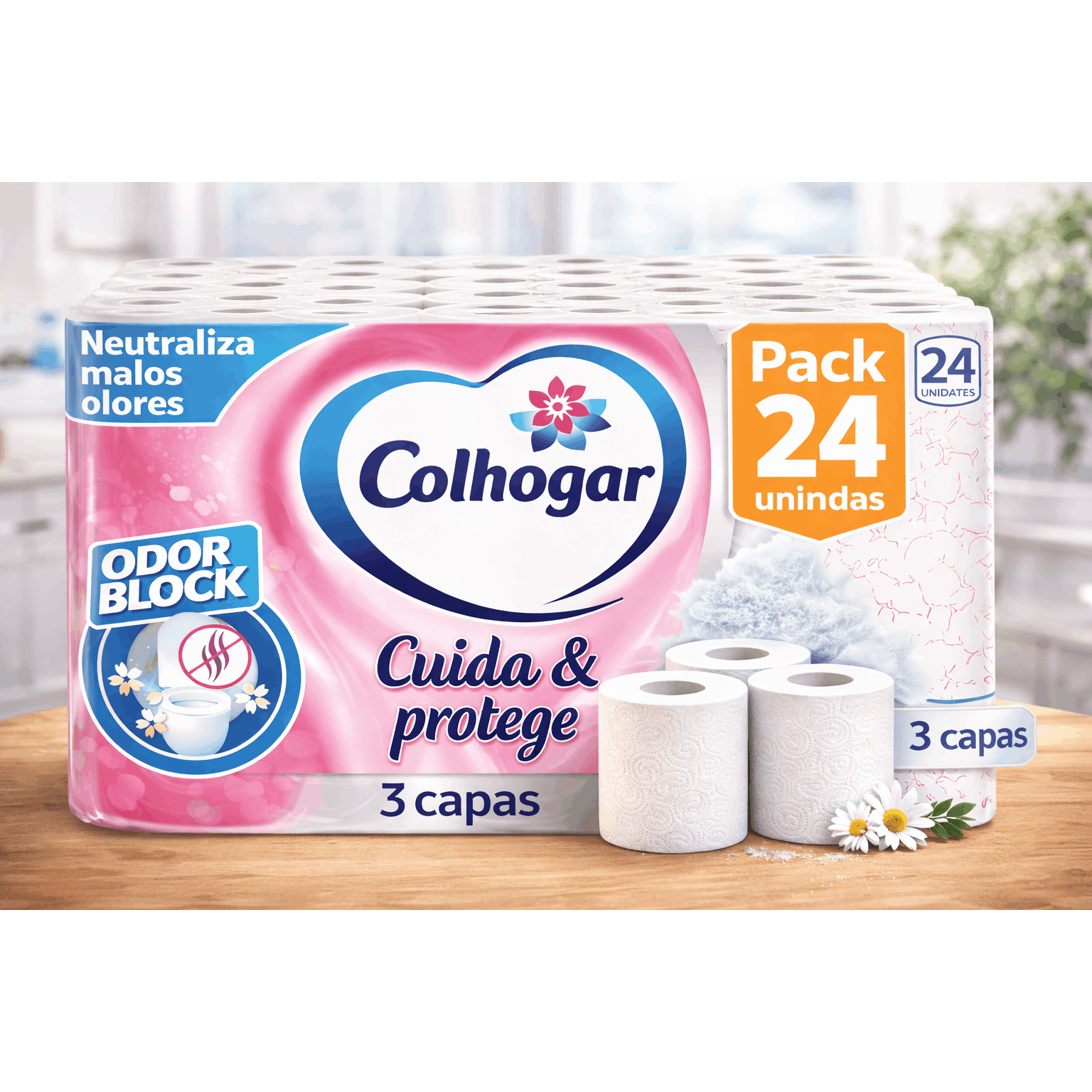 TEMU Colhogar 3 capas 24 rollos, para los más exigentes papel higienico antiolor , con olor a pack oferta 24 rollos