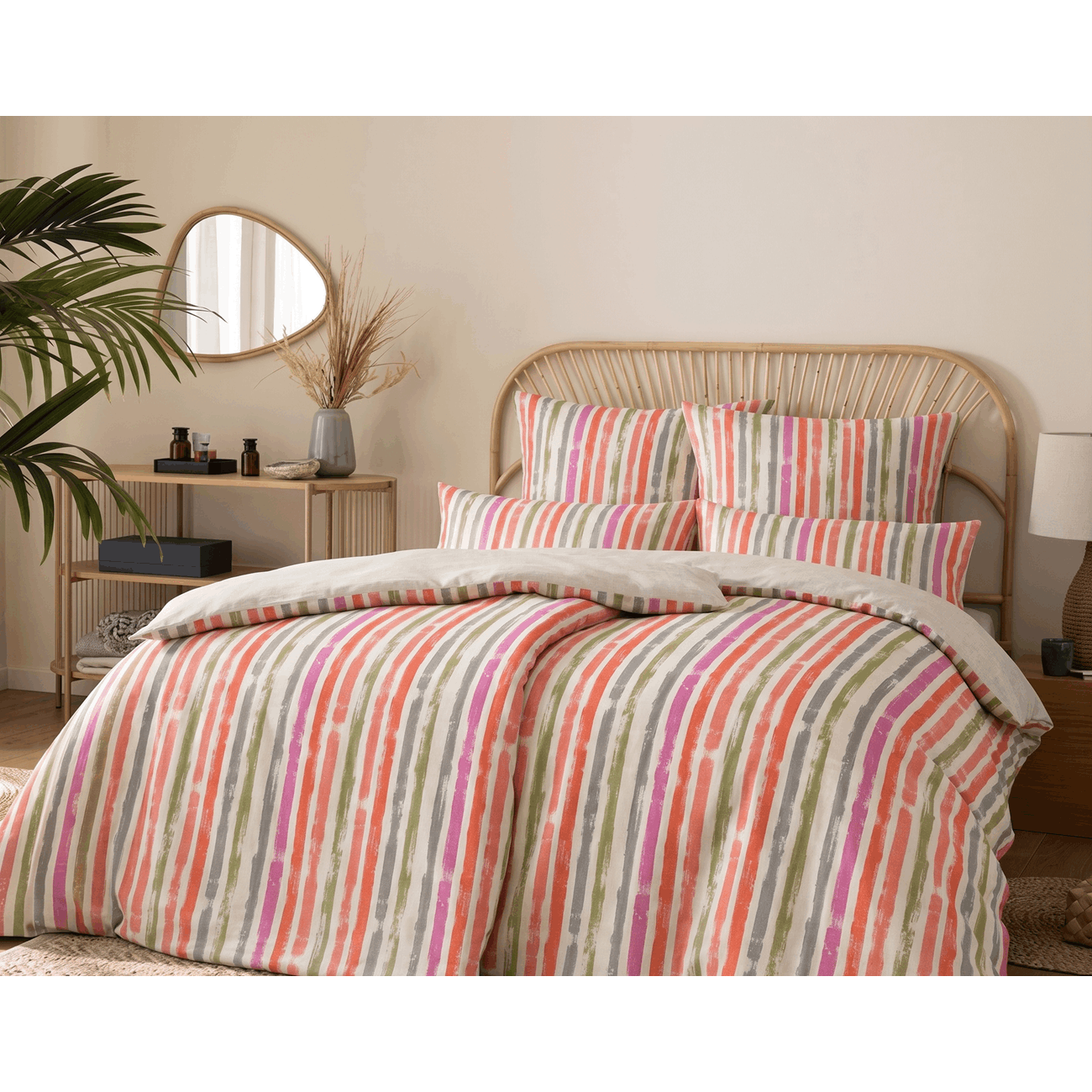Sleep - - Brandedseersucker Bedding 0020372 Red Long Stripes