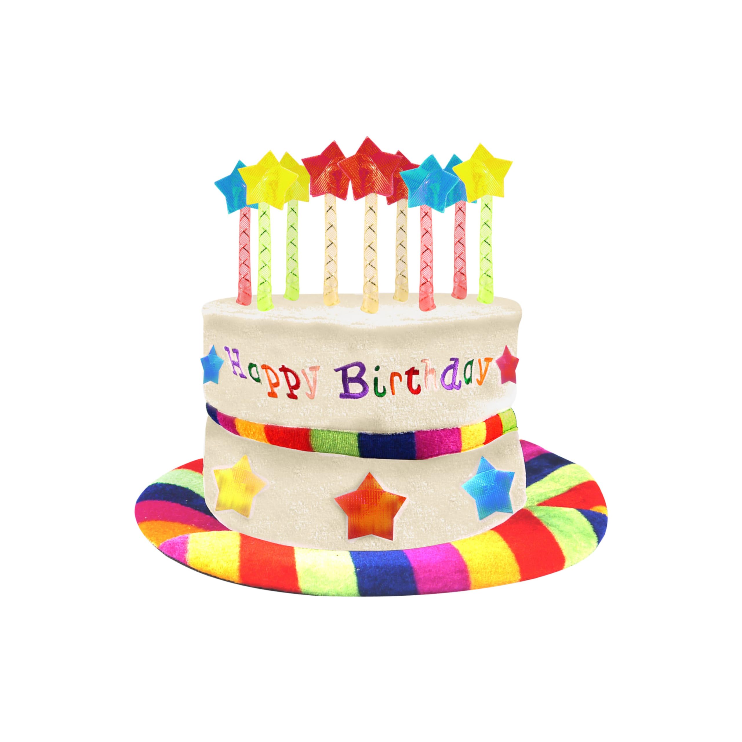TEMU 1 X Happy Birthday Cake Hat With Multicolour Candles Party Headwear, Ideal For Birthday Party Fancy Costume Accessories, Funny Hats For Kids &