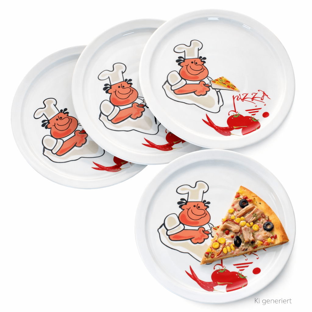 4-piece Set Pizza Plates 30.5cm With Comic - 162701