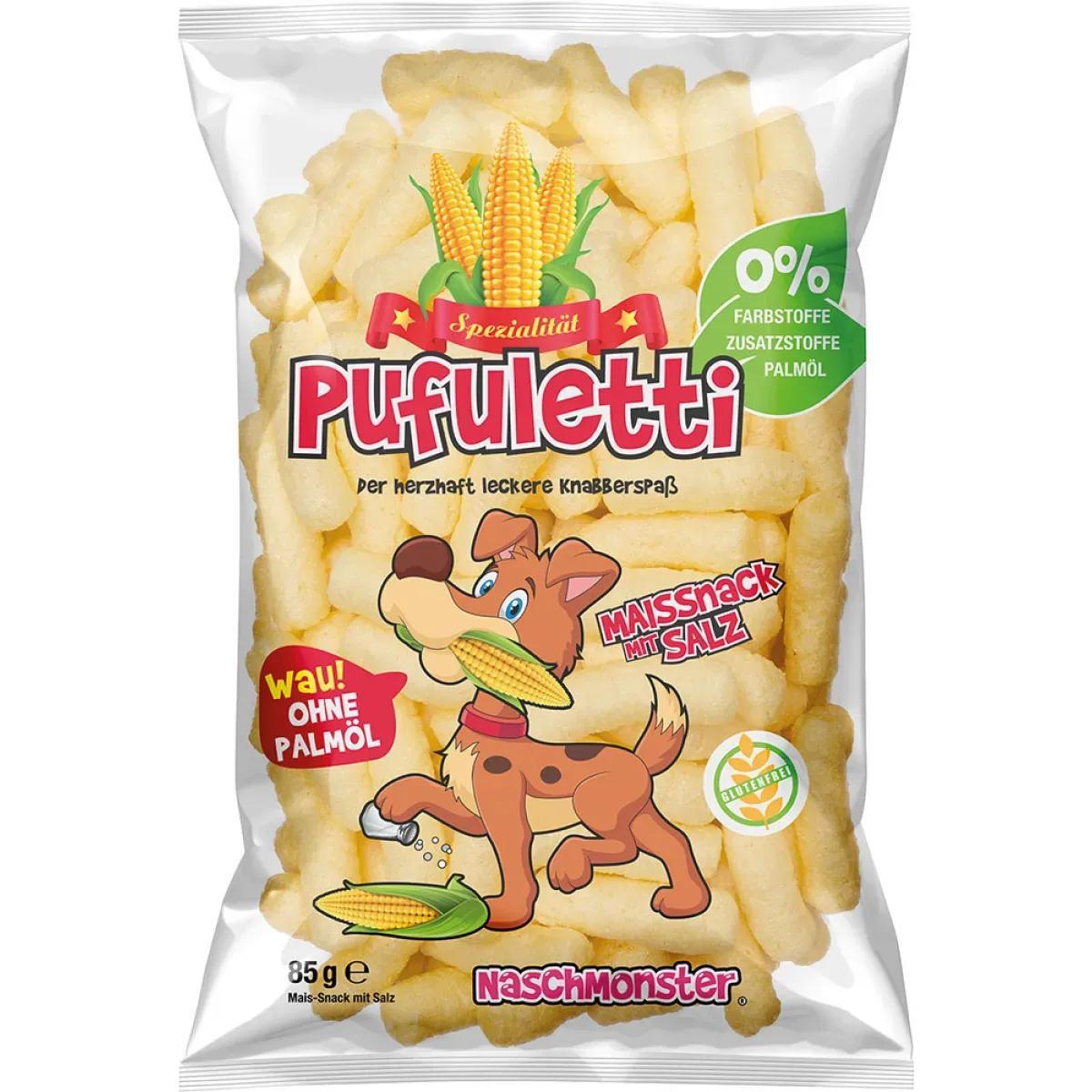 Pufuletti Corn Snack With Salt, 85 G