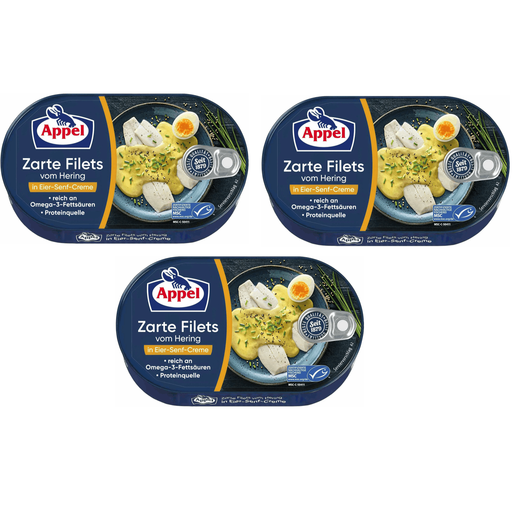 Herring Fillets In Egg Mustard Cream 3x200g