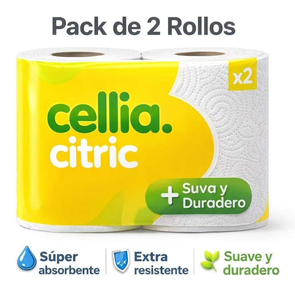 TEMU VORTEX Pack 2 rollos de papel cocina citric +suavidad. duración celulosa