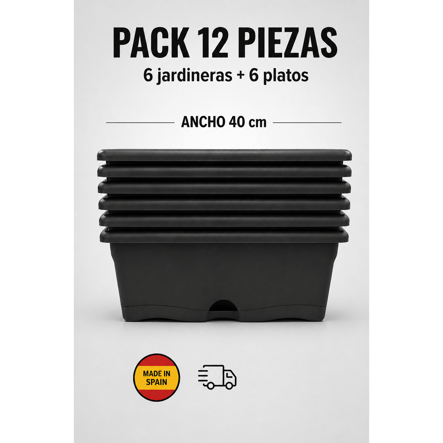 pack of 12pcs 6 rectangular planters of 40cm 50cm 60cm and 80cm in   white terracotta and taupe colors all for gardening on the home balcony rectangular planting boxes for vegetables and flowers pots for weak plants pots for seedlings pots for vegetables artistic pots for flowers with trays and drainage holes suitable for gardens window frames