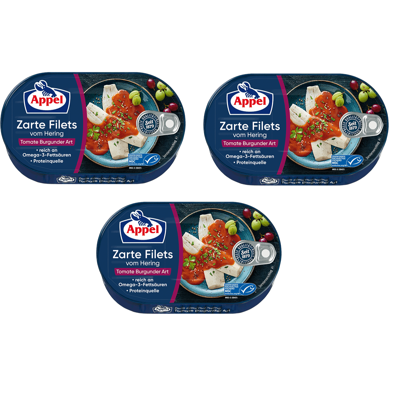Herring Fillets In Tomato Burgundy Style 3x200g