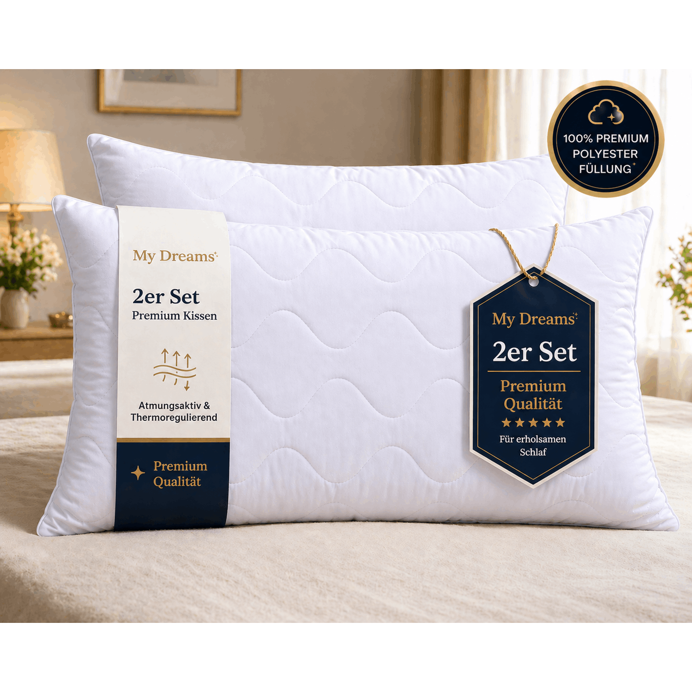 Pillow, 40 X 80 Cm / 80 X 80 Cm, 100% Filling, Zipper Closure, By , Sleep Pillow