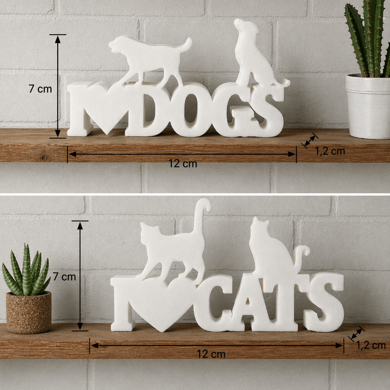 E-shop Deko Schriftzug mit Herz | Hunde & Katzen Deko zum Hinstellen | Geschenk für Tierfreunde | Haustier Deko