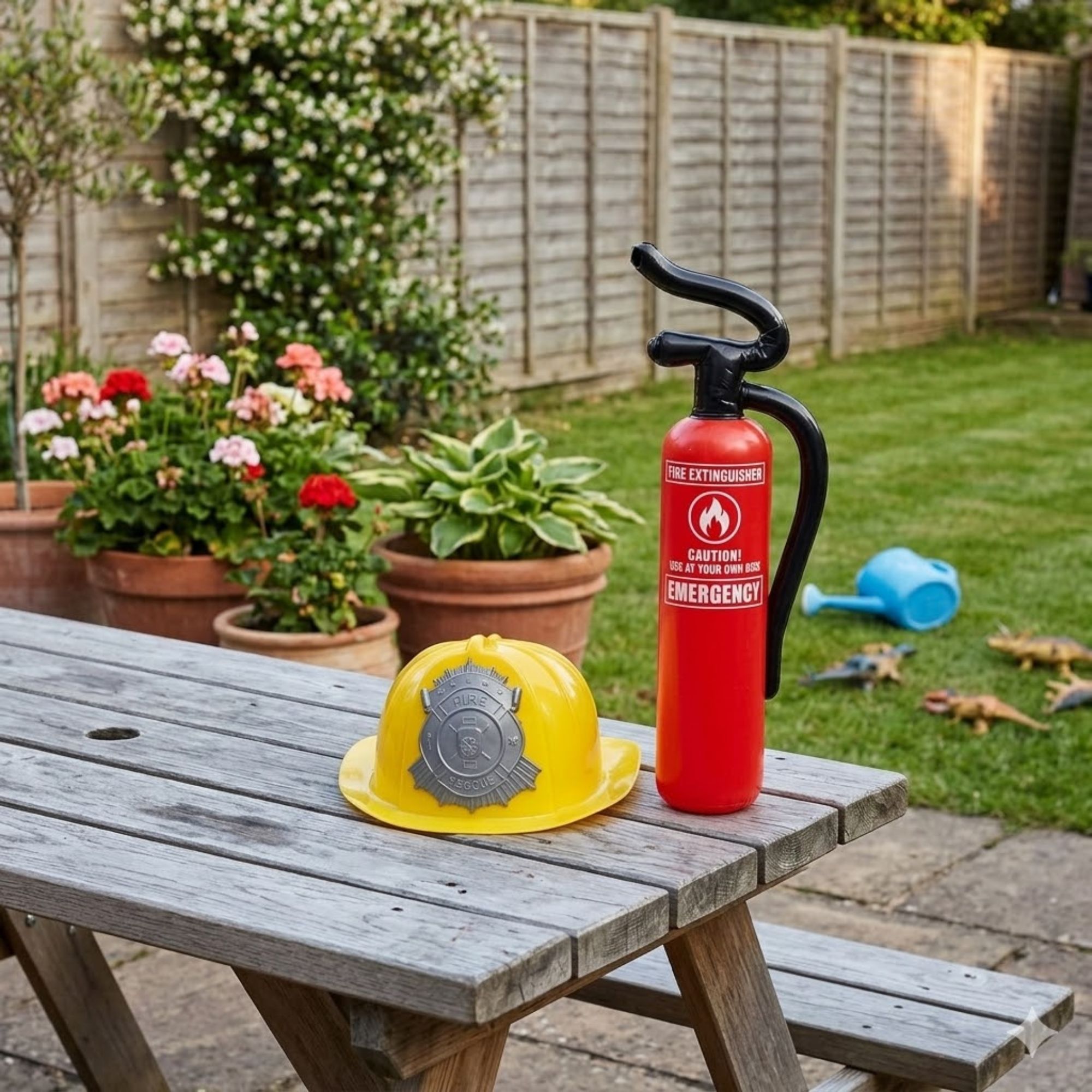 Kids Firefighter Set with Helmet & Inflatable Extinguisher