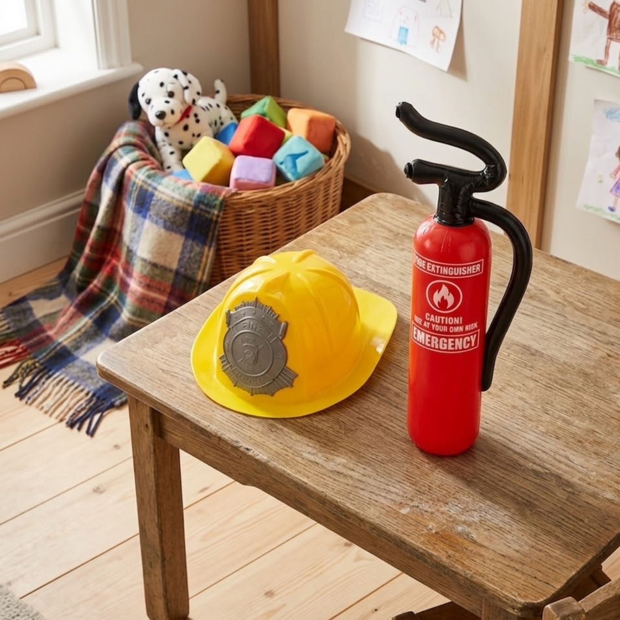 Kids Firefighter Set with Helmet & Inflatable Extinguisher