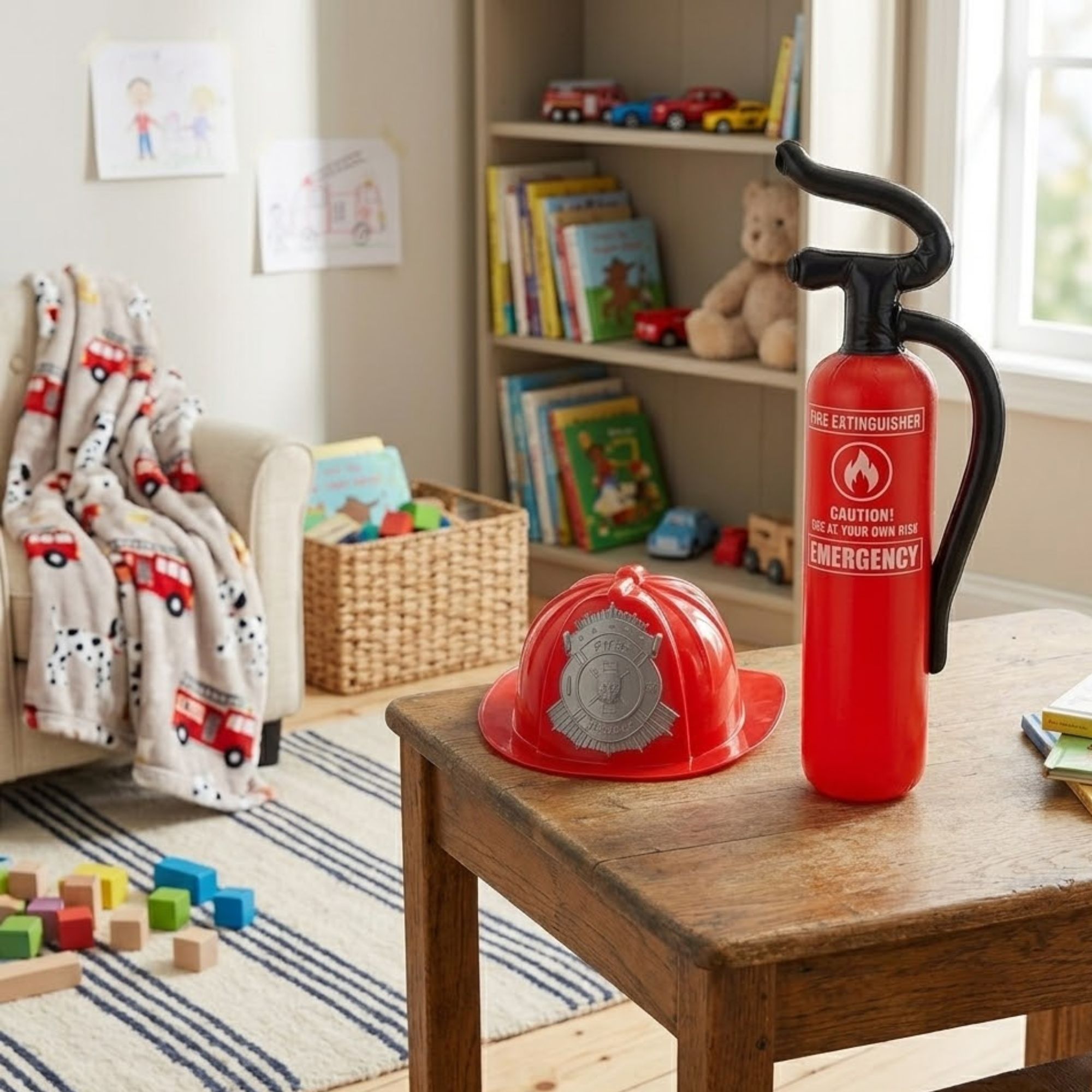 Kids Firefighter Set with Helmet & Inflatable Extinguisher