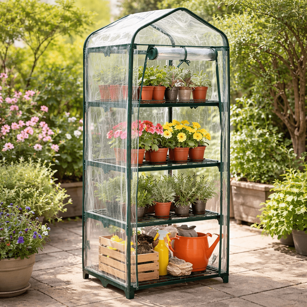 TEMU Garden Mile Tier Greenhouse Clear 130cm Tall 4 Shelves Garden Outdoor Gardening Plants. Plant Protection Waterproof Weatherproof Free Standing