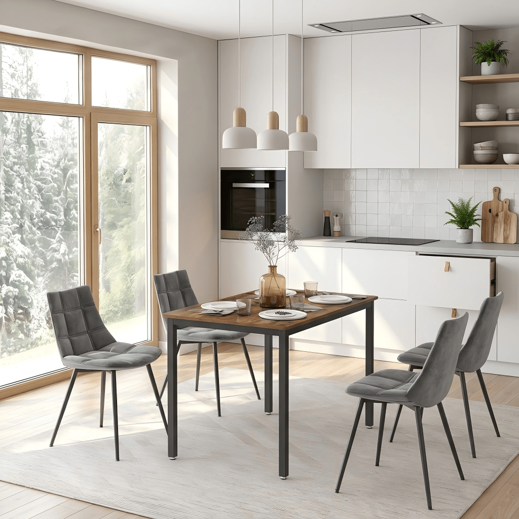 Dining Table, Desk, Kitchen Table, Dining Room Table For , Table For Living Room, Dining Room, Kitchen, -matte Black/ Black-matte Black.