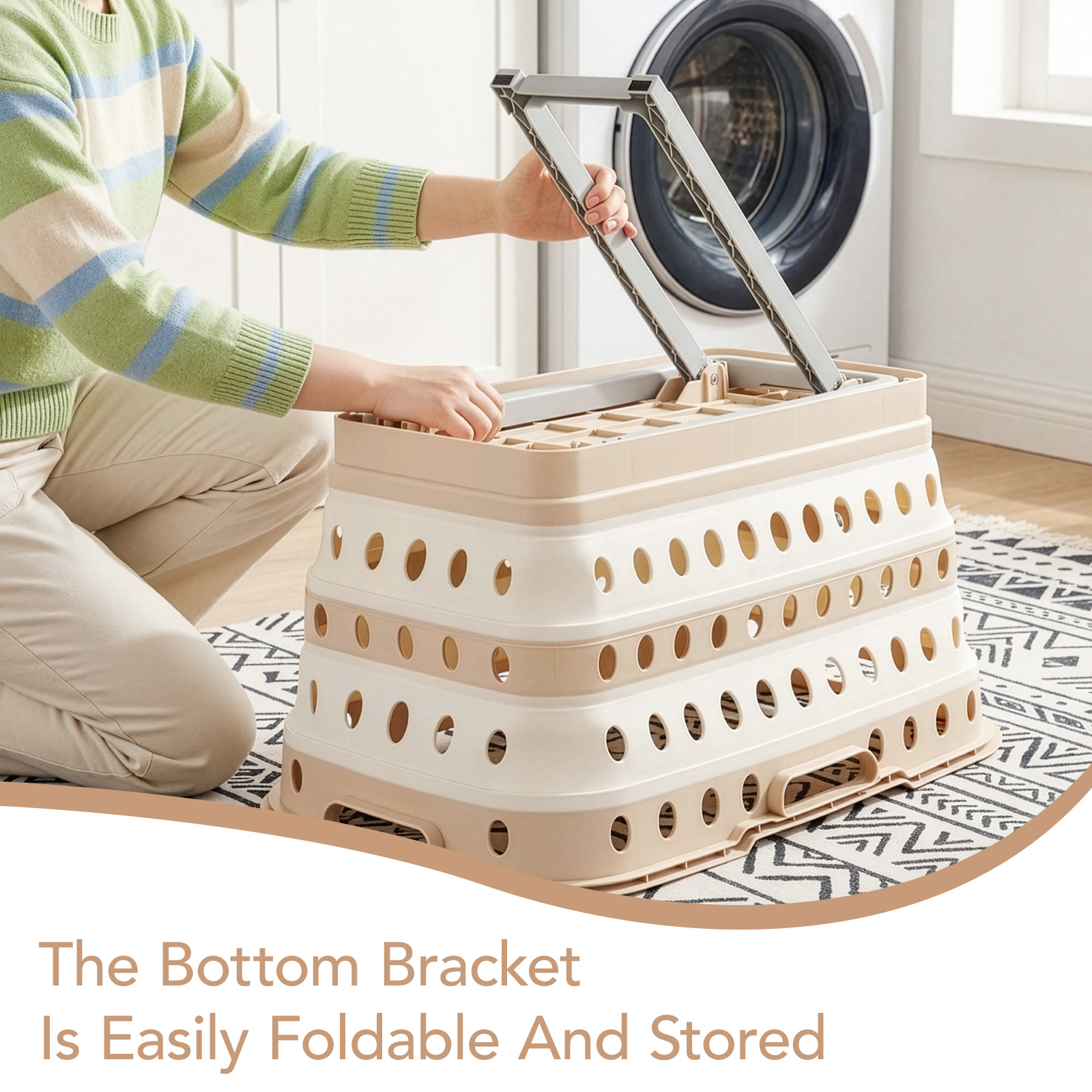 Large Capacity Foldable Laundry Basket with Standing Legs