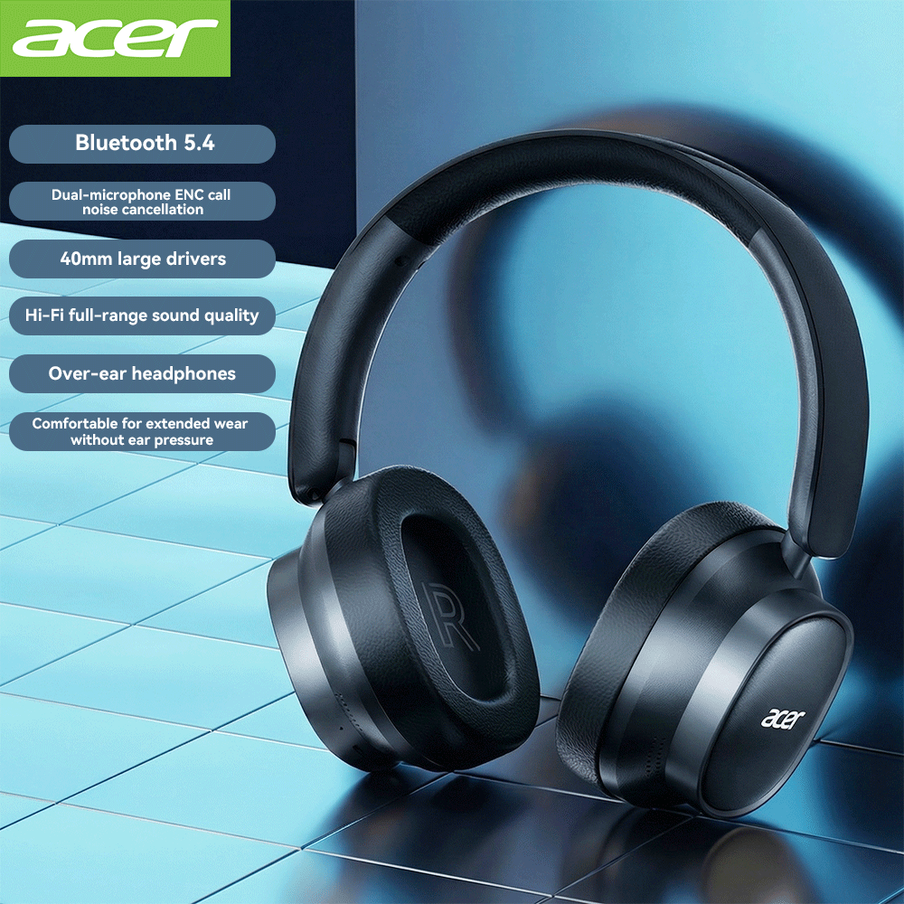 E-shop Acer Kabellose Over-Ear-Kopfhörer Bluetooth 5.4 40-mm- 22 Std. Musik 31 Std. Anrufe Typ-C für Arbeit und Reisen