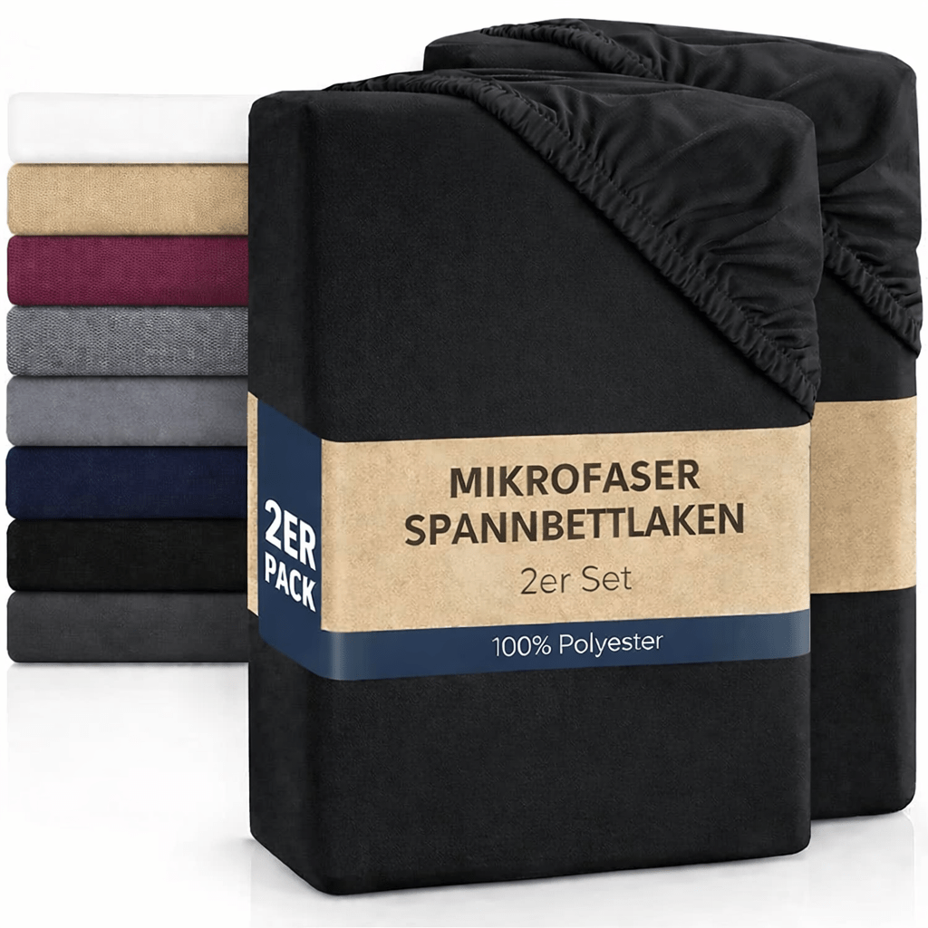 2-pack Microfiber Fitted Sheet - Fitted Sheet In 90x200 Cm, 120x200cm, 140x200cm And 180x200cm - 25cm Skirt Height Suitable For All Standard Mattresses - With Rubber -