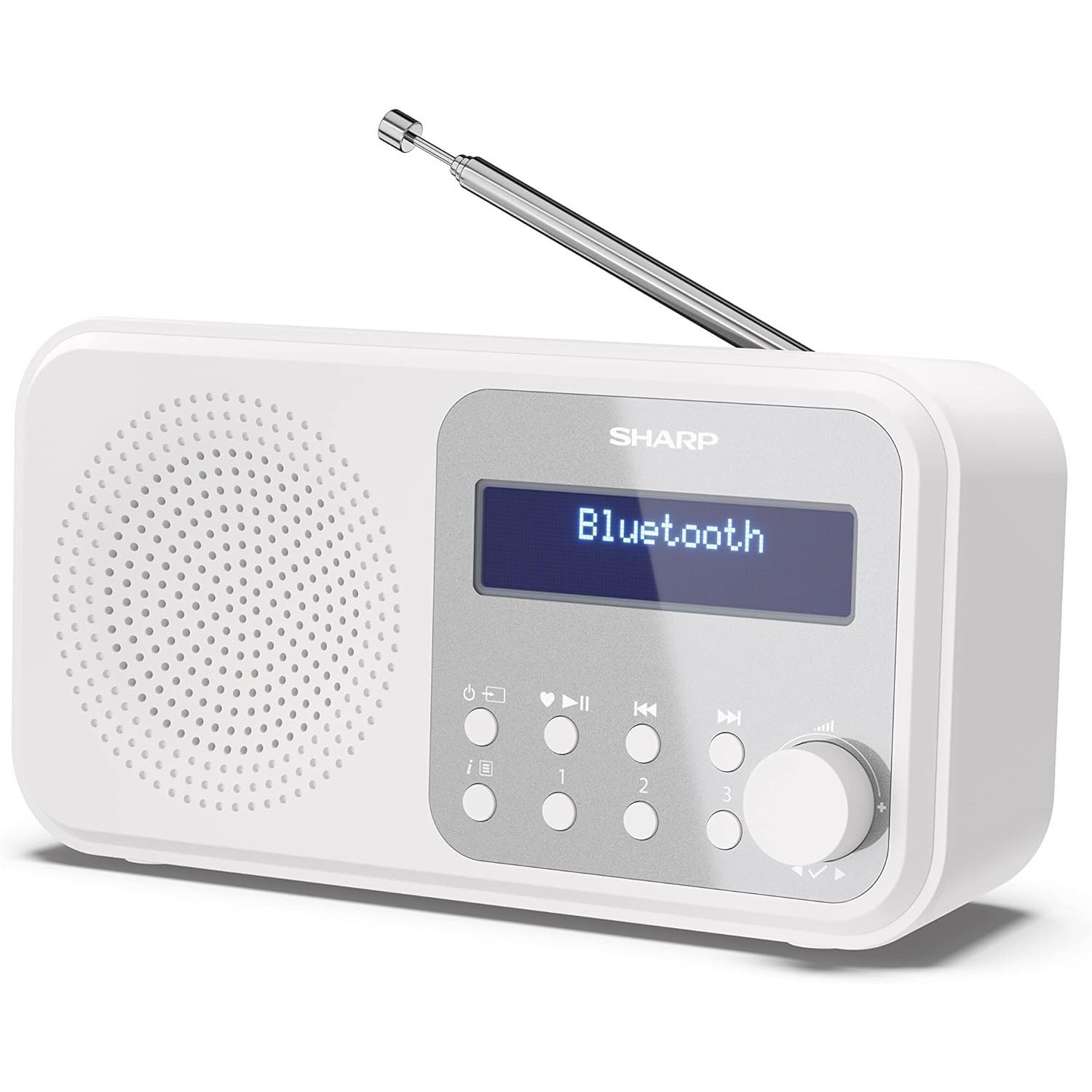 Sharp Portable Dab+ Radio With Bluetooth 5.0, Dab+/fm, Usb Or Battery Operation, Dual Alarm, 40 Station Memory, Headphone Jack – Tokyo Snowy White, Dr-p420 (wh)