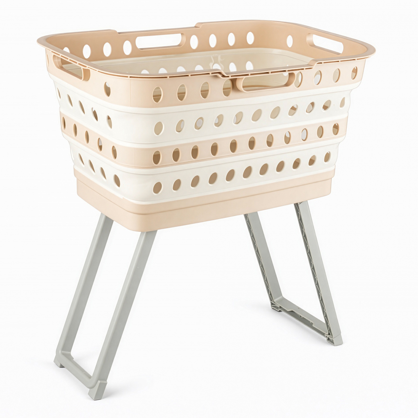 TEMU Large Capacity Foldable Laundry Basket With Standing Legs & Collapsible Hamper - Storage Bin With Brake Casters, Space-saving Modern Rectangular