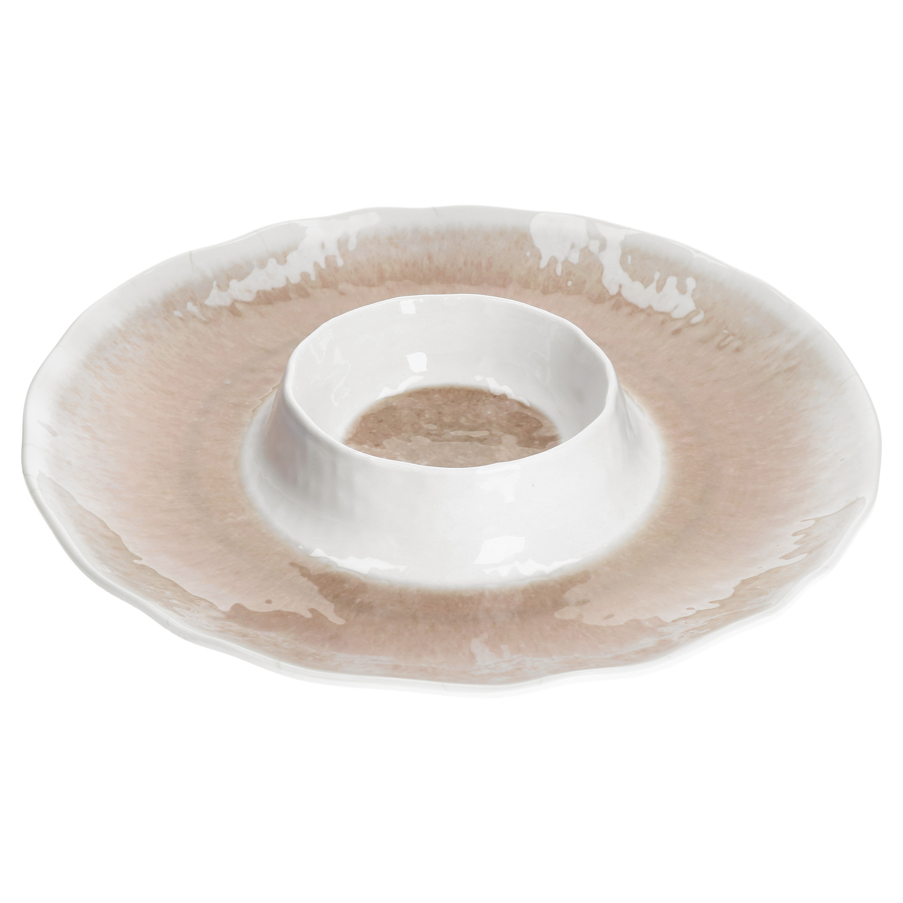 Jo Serving Platter Ø 35.5 Cm Round Snack & Dip Plate Melamine Brown Chips