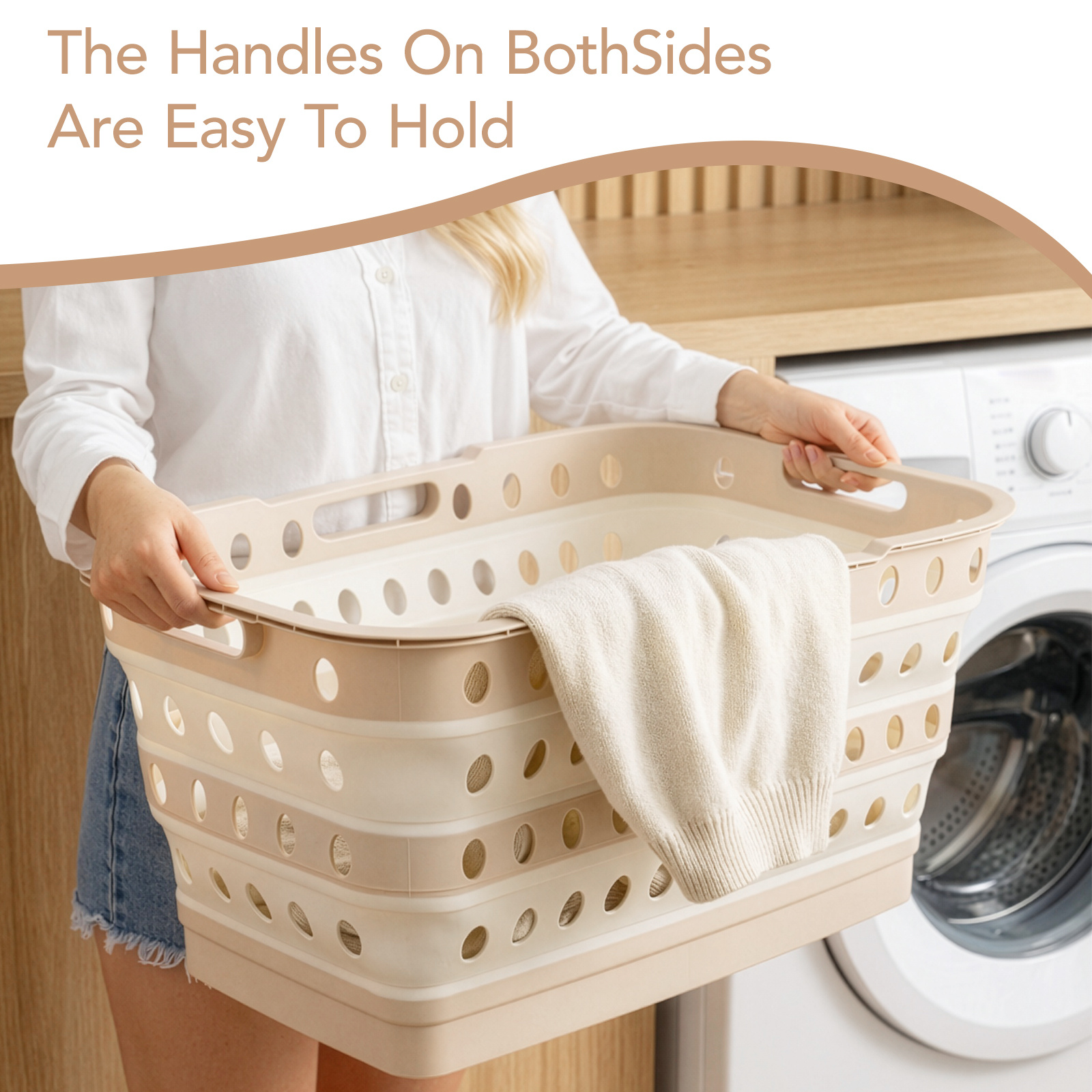Large Capacity Foldable Laundry Basket with Standing Legs