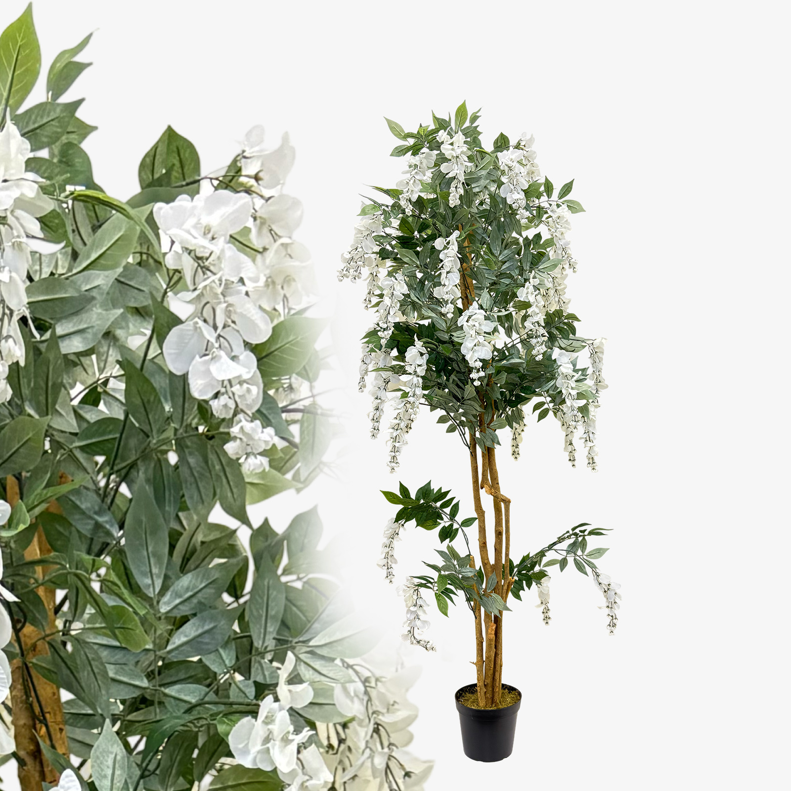 Image of Wisteria 180 Cm White Artificial Wisteria Tree, Lilac, Golden , Blue Wisteria, Realistic Artificial Flower, Artificial Plant Decoration