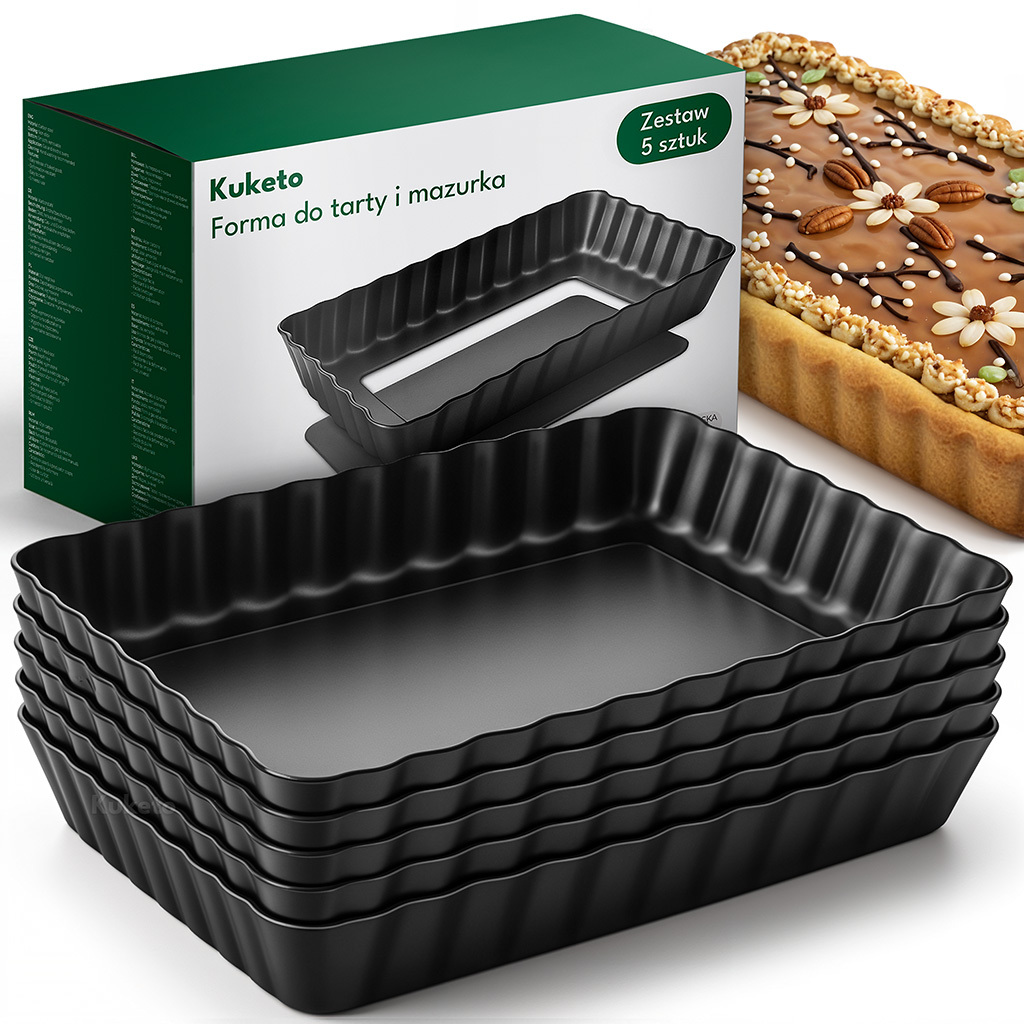 TEMU Kuketo - Set di 5 Stampi per Tart, Mini Stampo Rettangolare per con Rimovibile, Stampo da per Torte, Tartellette, Pasta , Dessert, Dolci, Stampo
