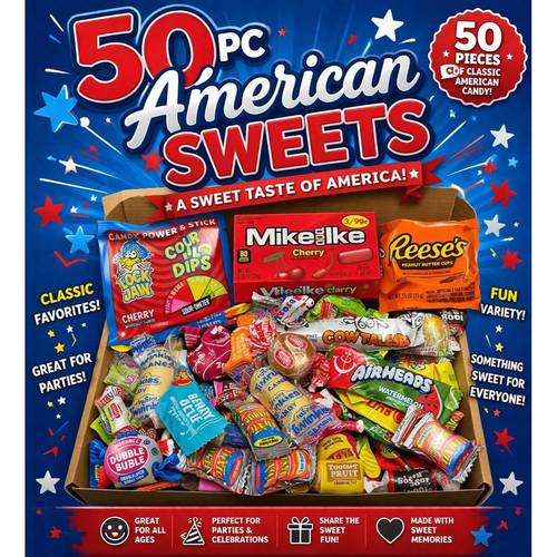 50 piece mixed usa miniature sweet assorted treats gift box kids party bag filler candy pack