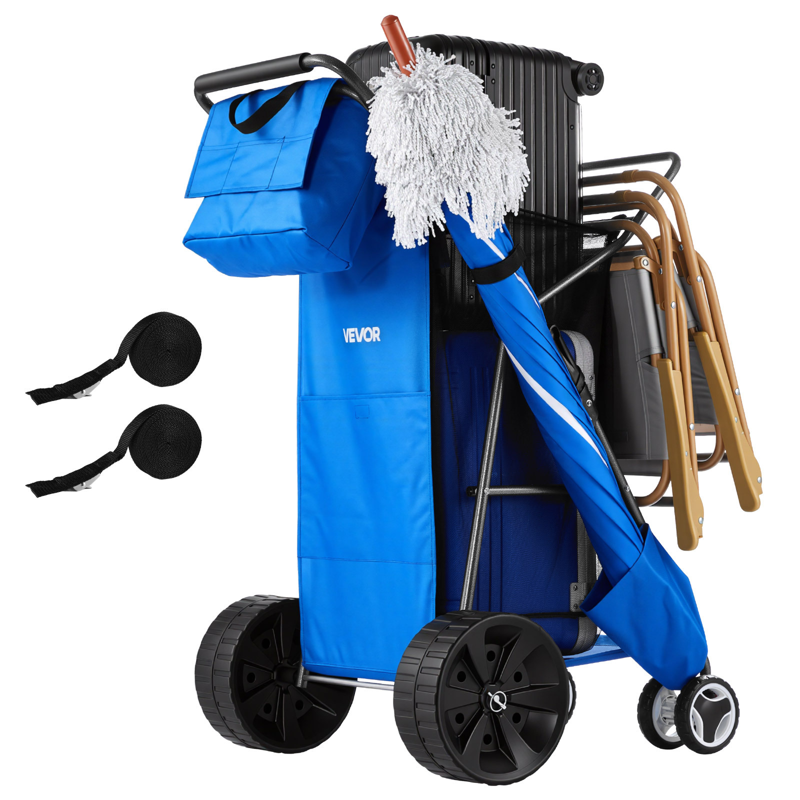 TEMU Carrito de playa VEVOR con ruedas grandes para arena, capacidad de carga de 165 lb, carrito de playa plegable de resistencia con ruedas macizas