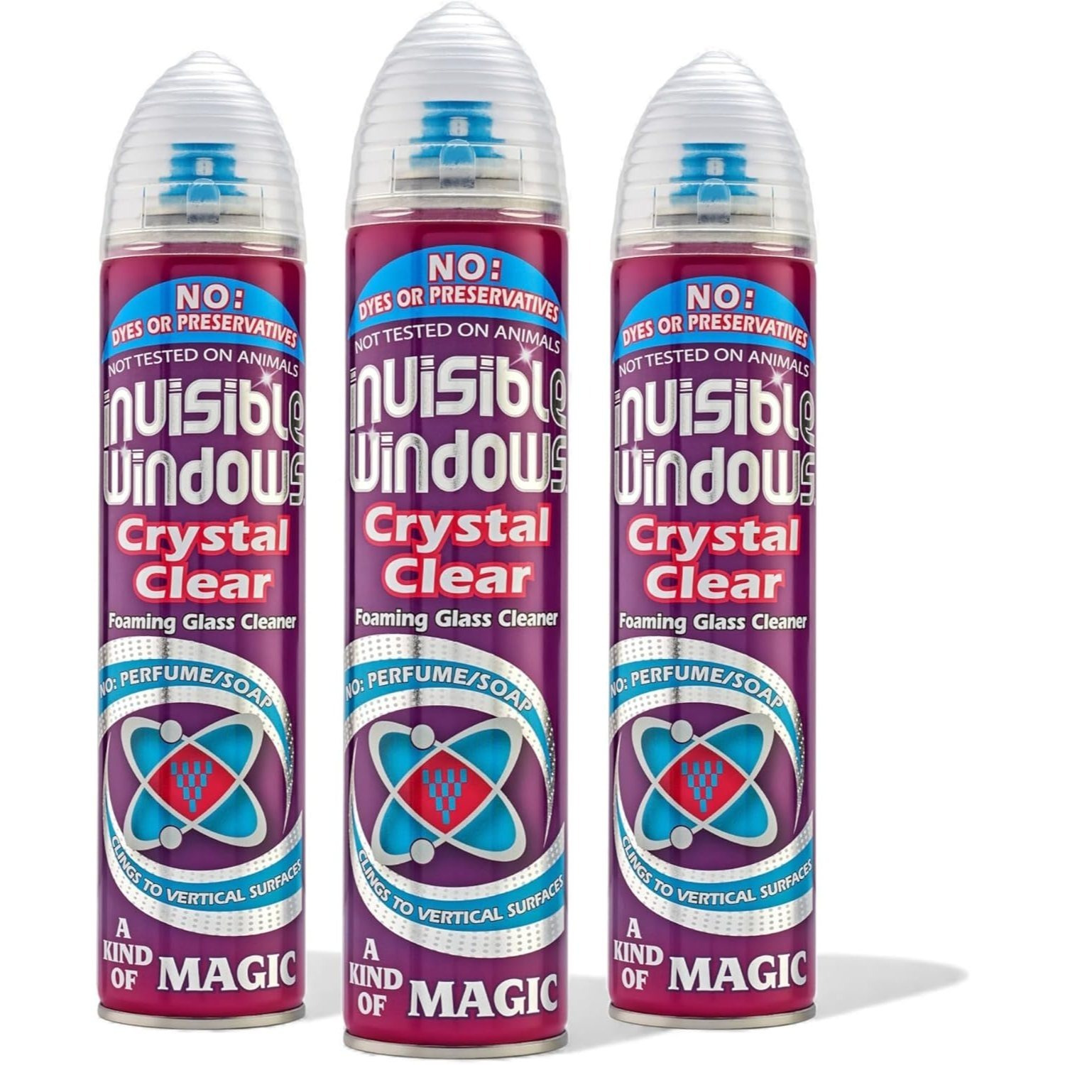 3 x 300ml invisible window foaming glass cleaner   no drip   for windows mirrors  0wax