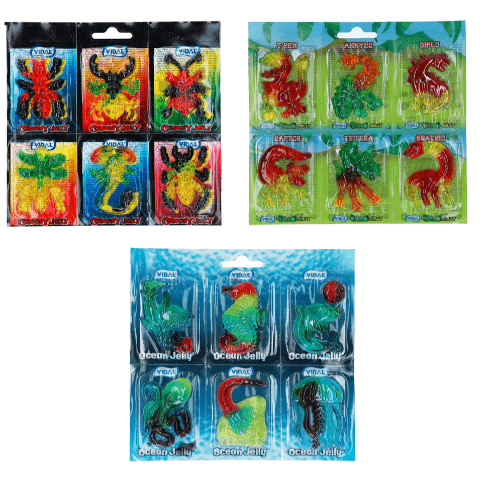 Image of Vidal Jelly Trial Pack 1x Dino Jelly 66g + 1x Ocean Jelly 66g + 1x Creepy Jelly 66g