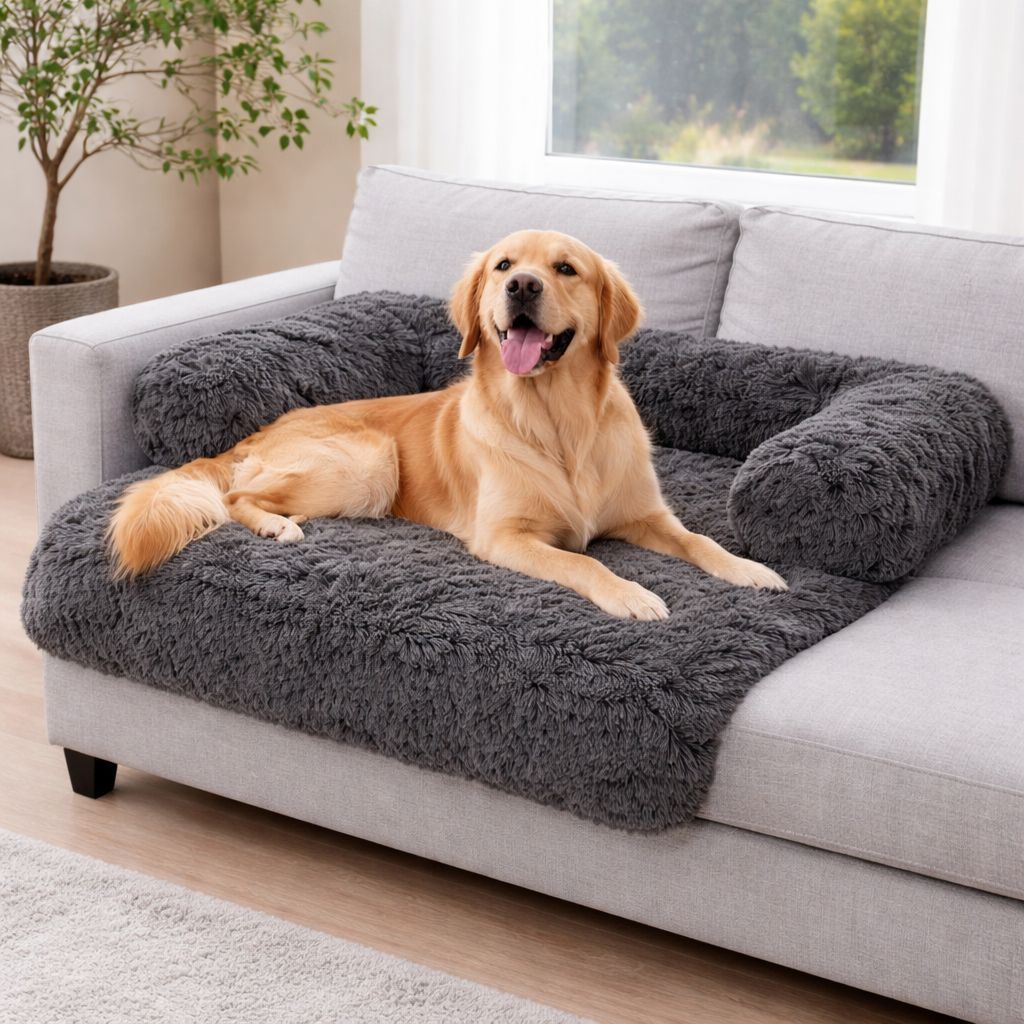 TEMU Square Teddy Sherpa Fleece Style Sofa Pet Bed - Washable Dog Bed For Sofa - Super Soft Cosy Material Cat Or Dogs Sofa Bed Pet Bed - Medium |