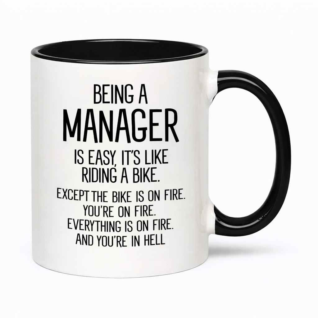 TEMU 1pc Funny " Easy To Be A Manager" Ceramic Coffee Mug – 11oz Black & White Humor Cup With Gift Box, Perfect Gift For , Manager, Dad, Mom,